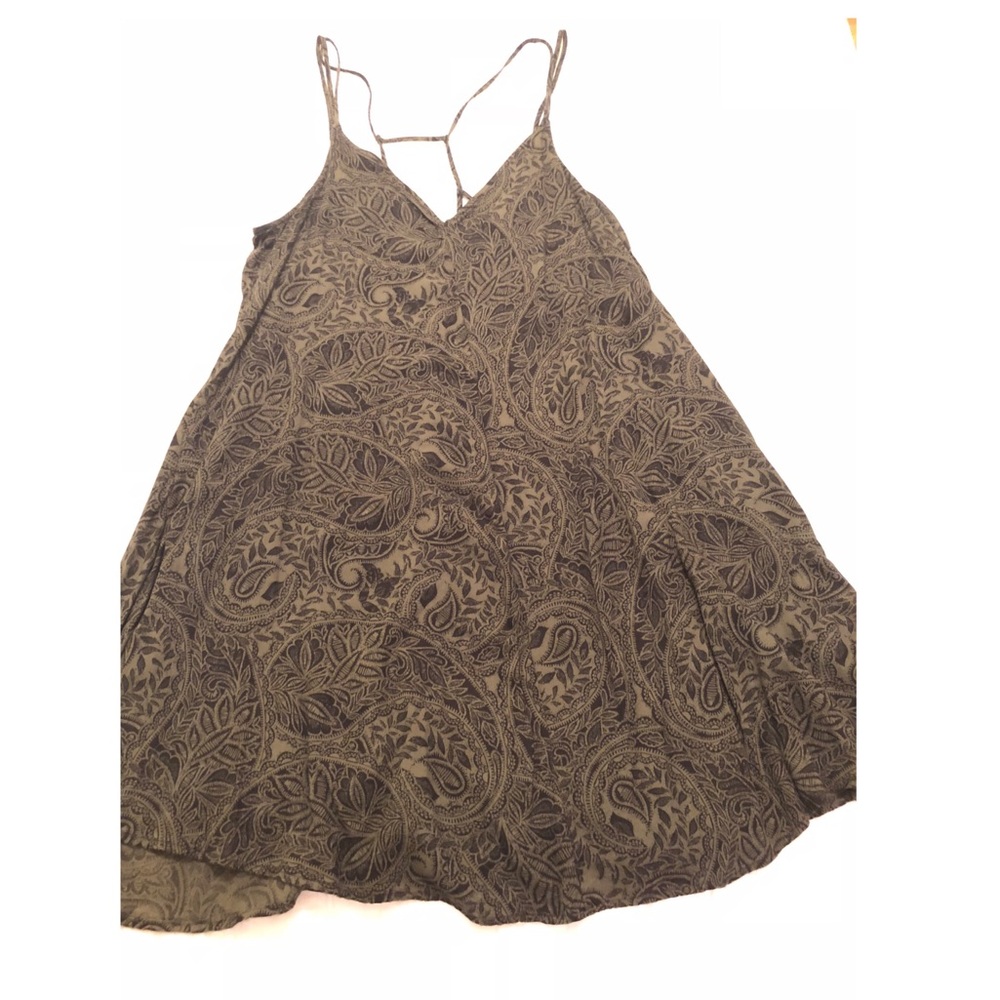 Olive green and black paisley dress